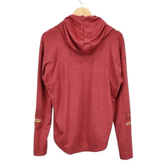Nike Glam Metallic Hooded Funnel Neck Pullover Long Sleeve Red Gold Size Small - Picture 2 of 11